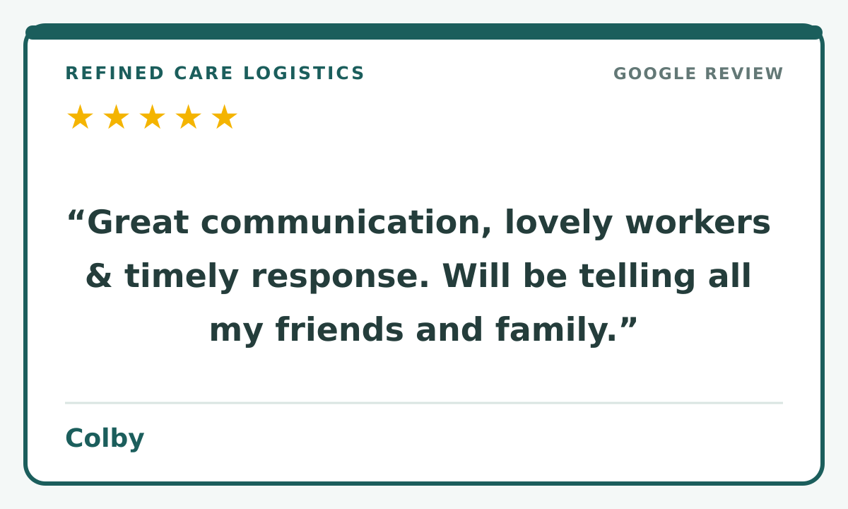 Five-star Google review from Colby