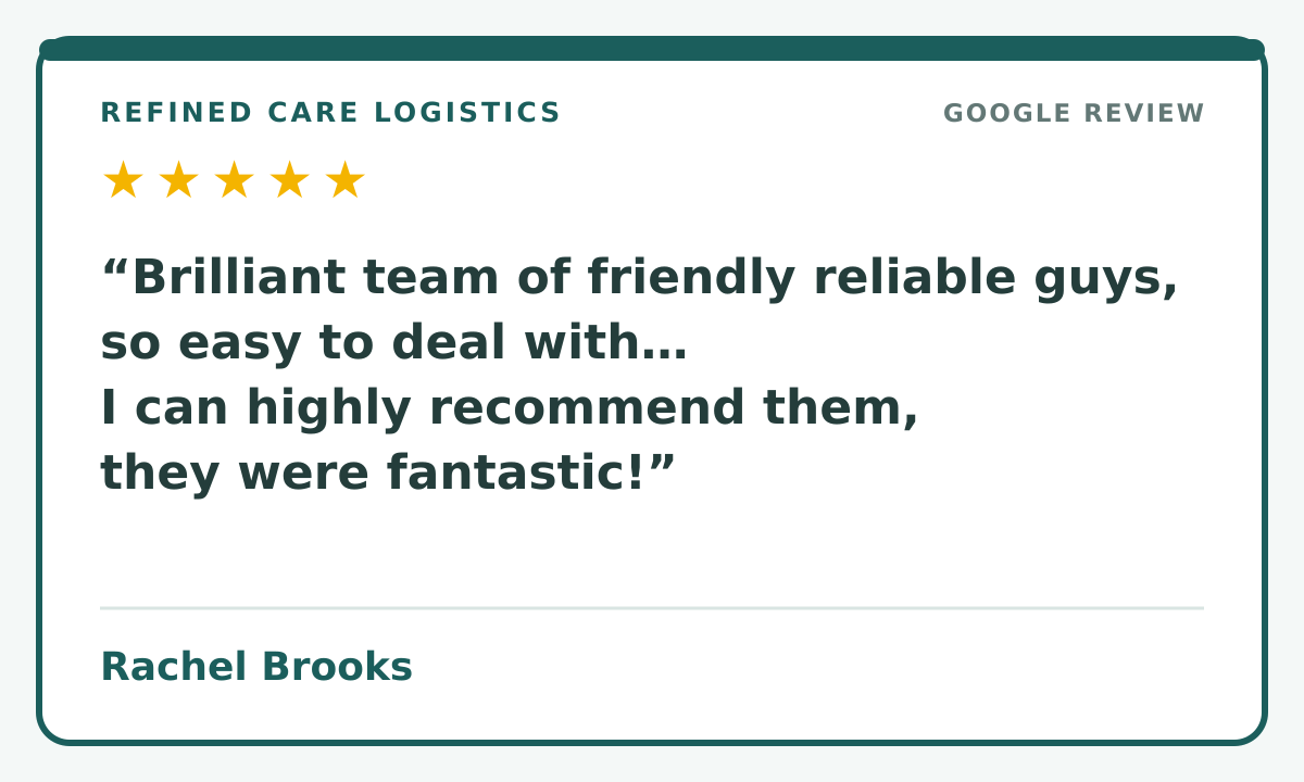 Five-star Google review from Rachel Brooks